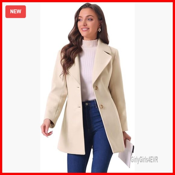 Long Winter Overcoat with Notched Collar Fitted Waist Fully Lined